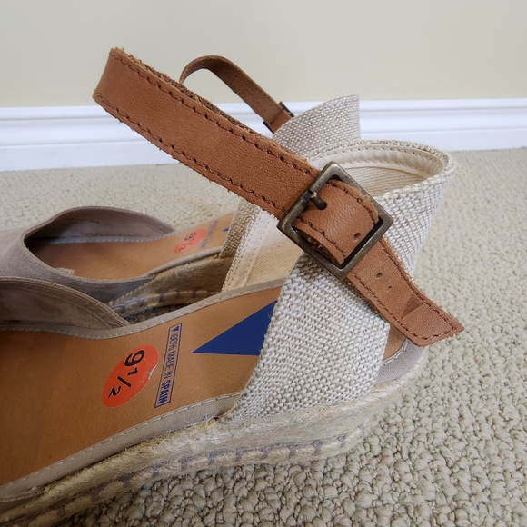 NWOT Verbenas Platform Wedge Espadrille Sandal Strap on Neutral Suede US 9.5 - Picture 10 of 12